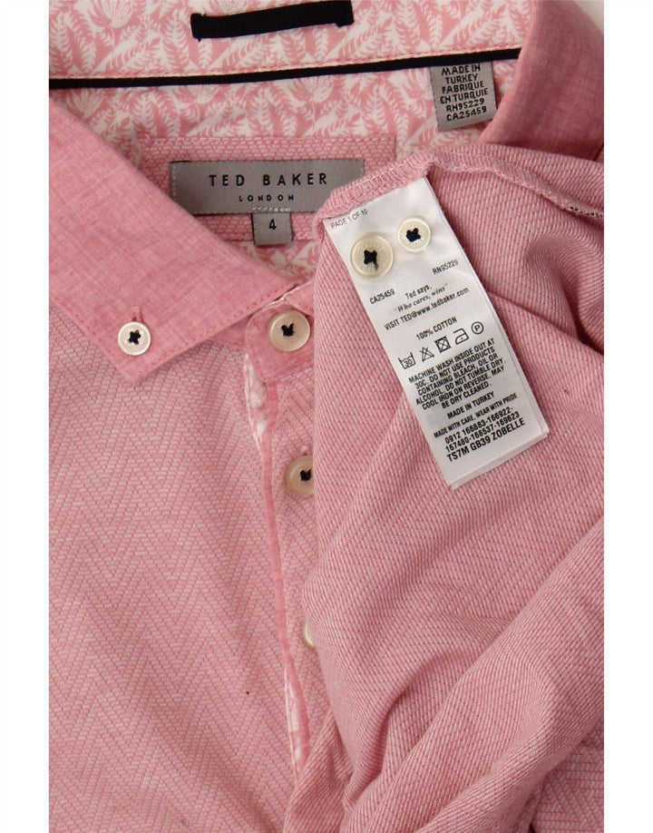 Ted Baker Ανδρικό Πόλο Μπλουζάκι Νούμερο 4 Μεγάλο Ροζ Chevron Βαμβακερό