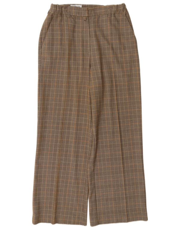 Steilmann Γυναικείο φαρδύ παντελόνι Chino UK 16 Large W32 L28 Beige Check