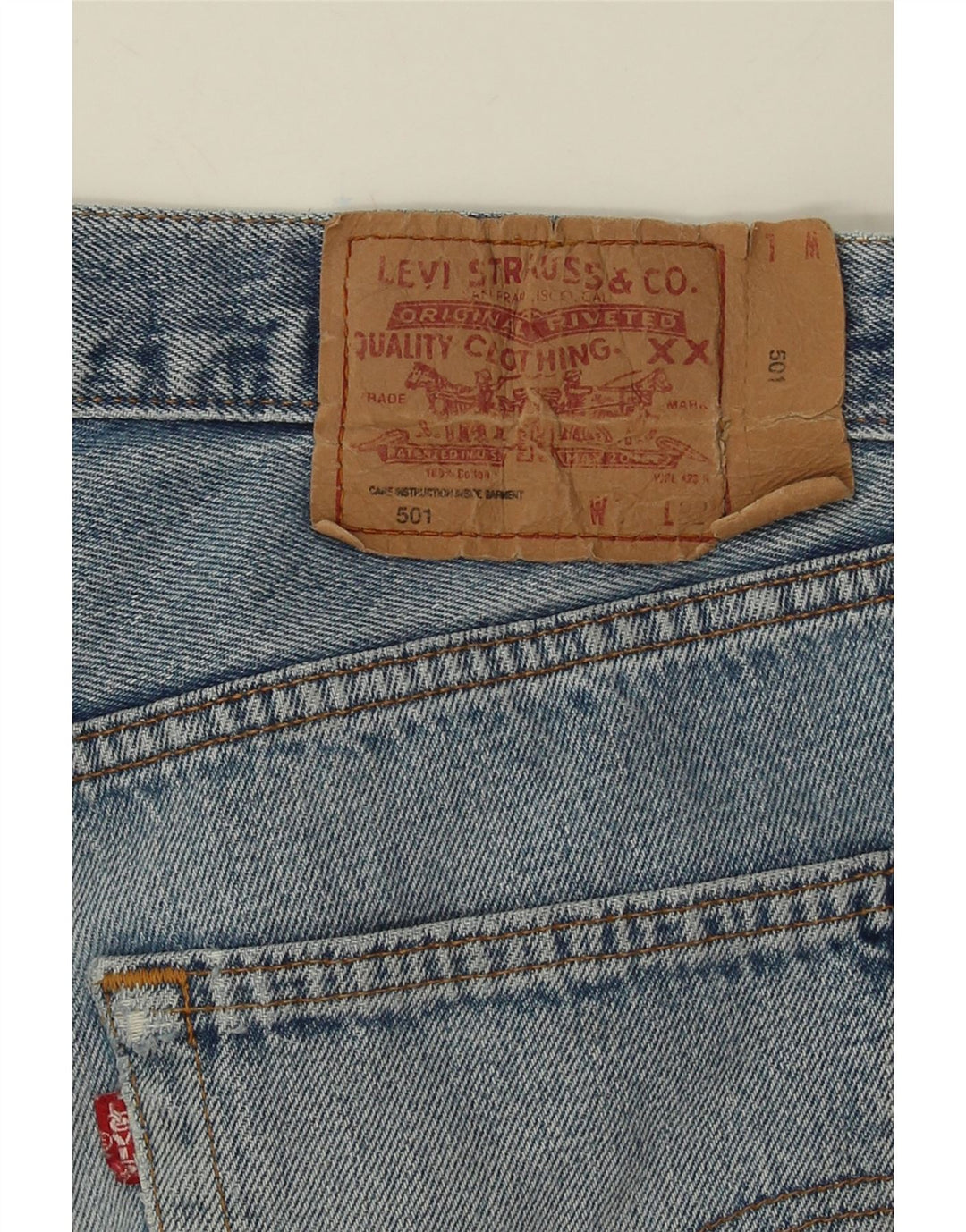 Levi's Mens 501 Distressed Straight Jeans W32 L27 Μπλε βαμβακερό