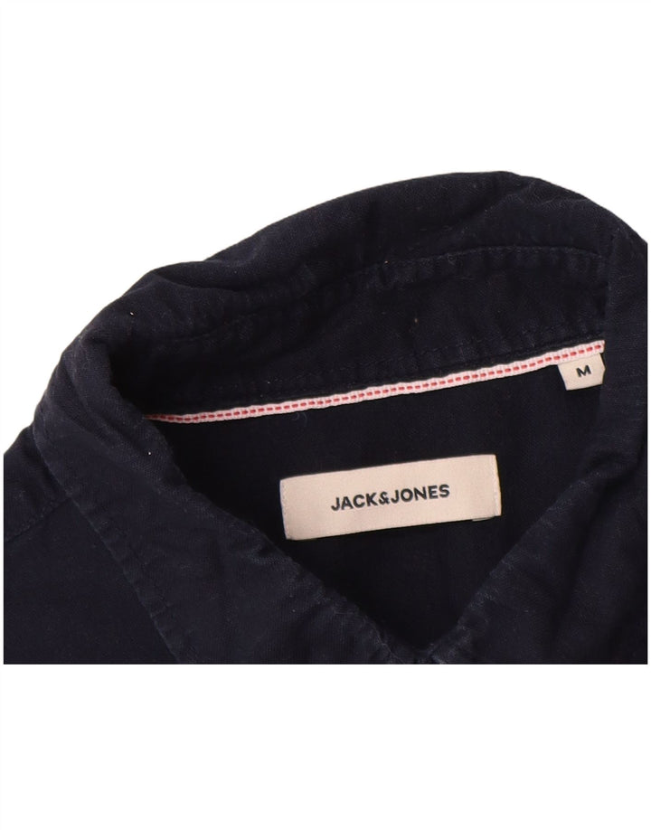 Ανδρικό πουκάμισο Jack & Jones από βαμβακερό μπλε ναυτικό