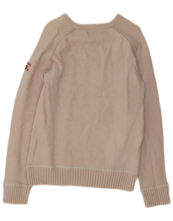Γυναικείο Levi's Boat Neck Jumper πουλόβερ UK 14 Μεγάλο μπεζ μαλλί