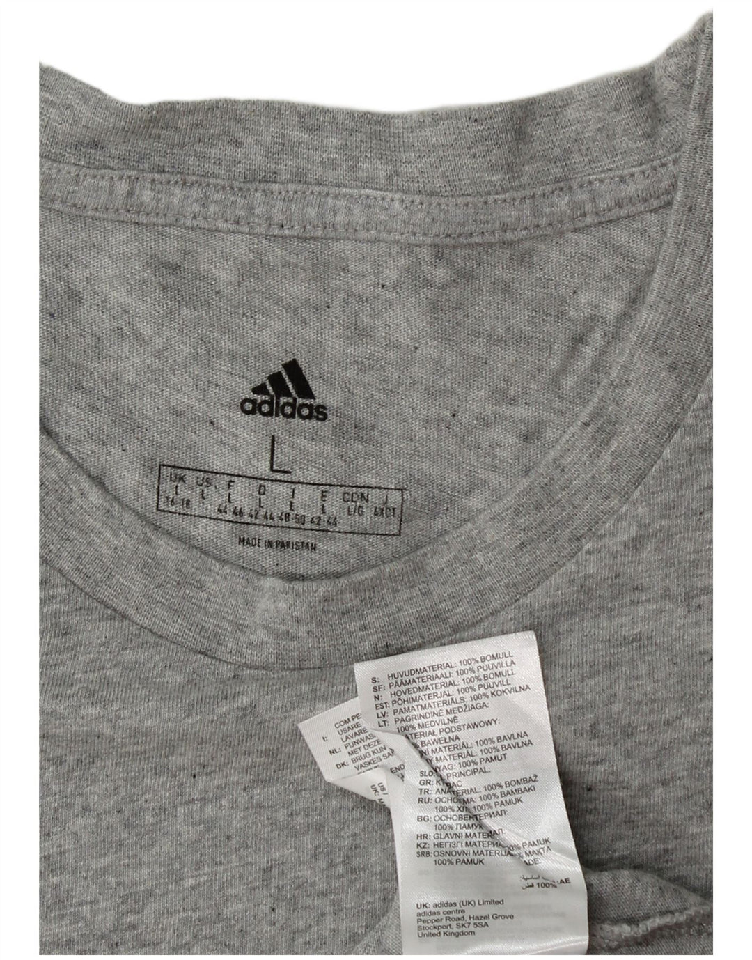 Γυναικείο T-Shirt ADIDAS Top UK 16/18 μεγάλο γκρι βαμβακερό