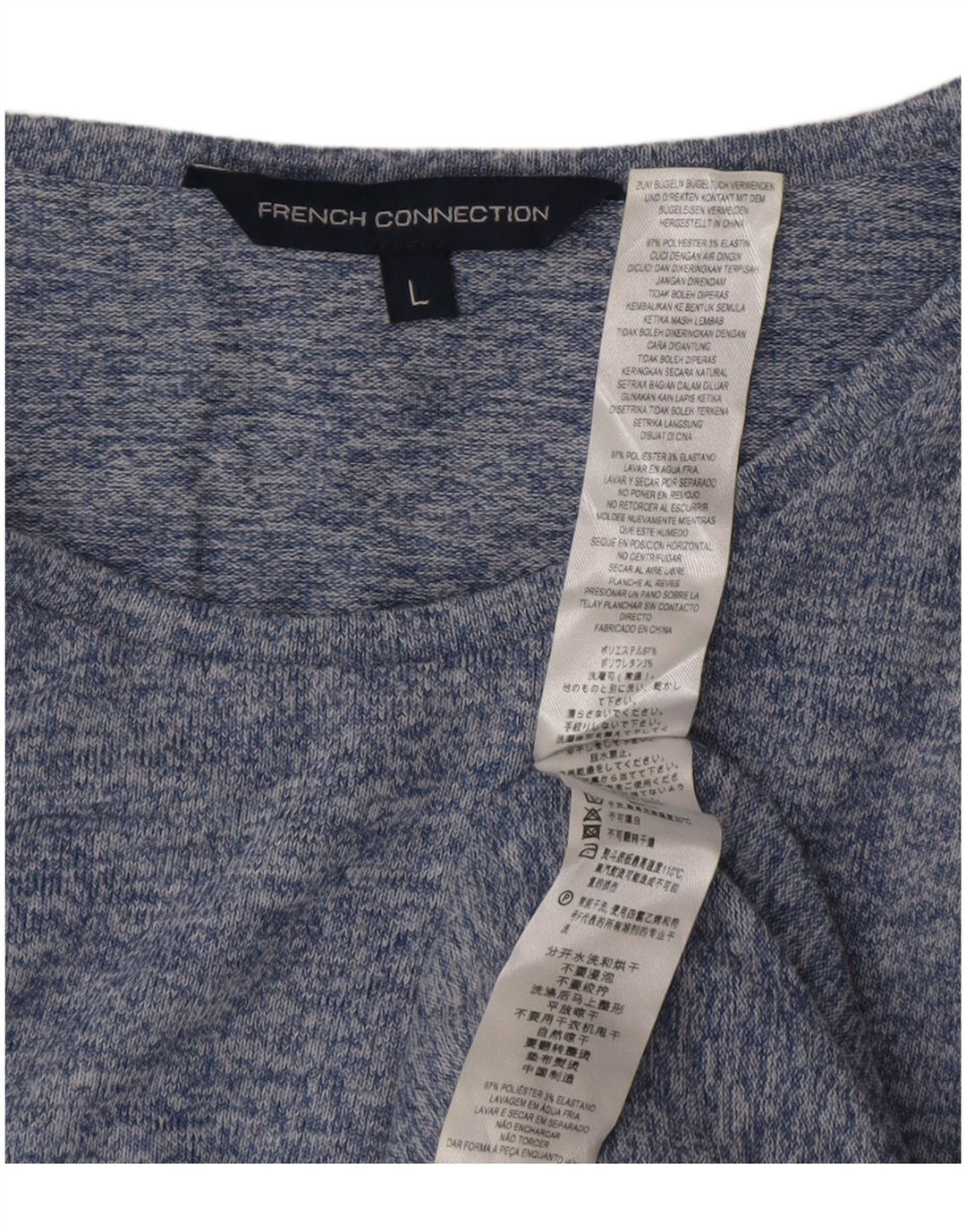 French Connection Γυναικείο τοπ μακρυμάνικο UK 16 Large Blue Flecked Polyester