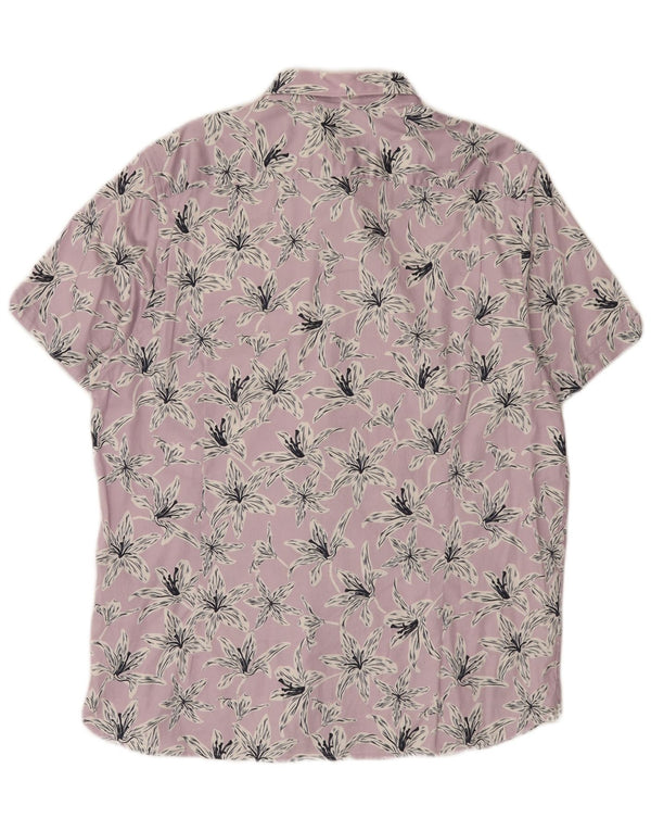 Ted Baker Ανδρικό κοντομάνικο πουκάμισο μέγεθος 6 2XL μωβ φλοράλ βαμβακερό