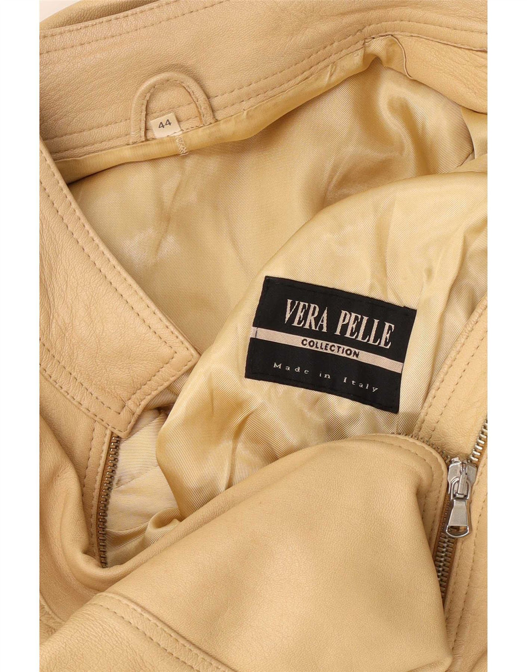 Vintage Γυναικείο Crop Δερμάτινο Μπουφάν IT 44 Medium Beige Leather