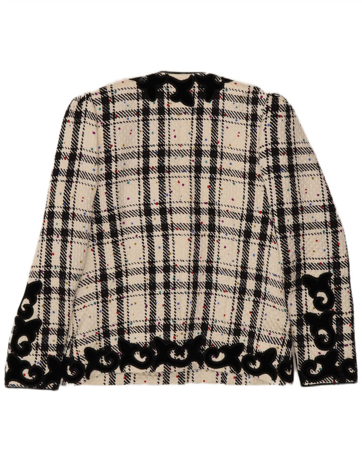 RENZO Γυναικείο μπουφάν μπλέιζερ μεγάλου μεγέθους IT 40 Small Off White Check