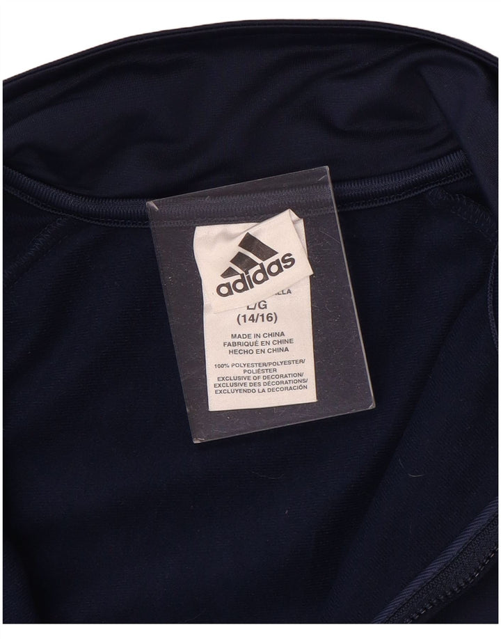 Μπουφάν ADIDAS Boys αθλητική φόρμα 12-13 ετών Μεγάλο Navy Blue Polyester