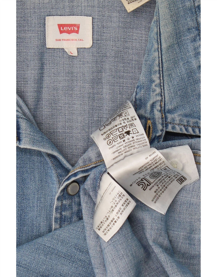 Ανδρικό τζιν πουκάμισο LEVI'S μεγάλο μπλε βαμβακερό