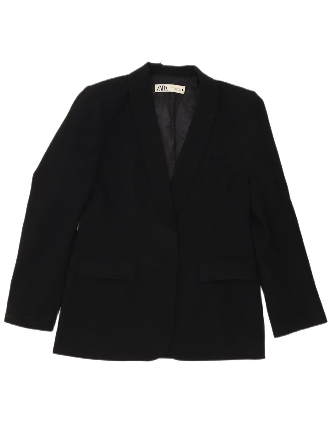 Zara Γυναικείο Μπουφάν 1 Κουμπί Blazer UK 12 Μεσαίο Μαύρο Πολυεστέρας