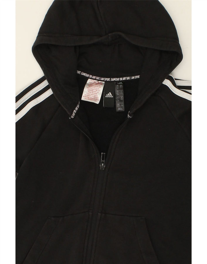 ADIDAS Boys Zip Hoodie Sweater 11-12 Years Black Polyester Vintage Adidas and Second-Hand Adidas from Messina Hembry 