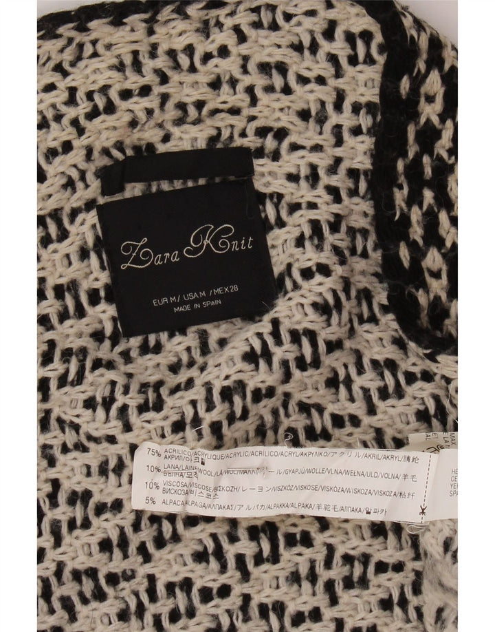 ZARA Γυναικείο ανοιχτό πουλόβερ με ζακέτα UK 14 μεσαίου μαύρου ακρυλικού