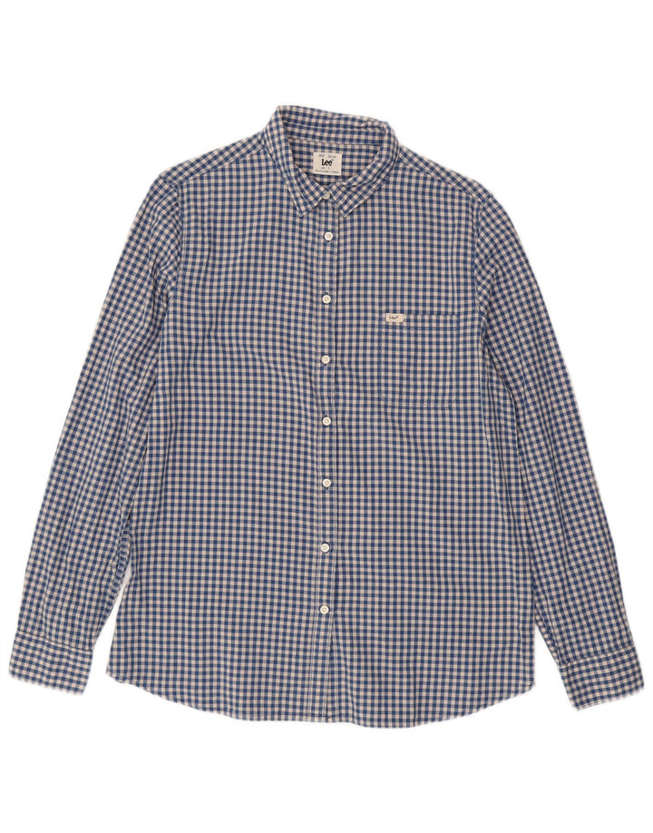 Ανδρικό πουκάμισο LEE Large Blue Gingham Cotton