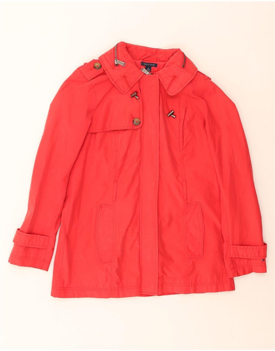 TOMMY HILFIGER Womens Military Jacket UK 14 Medium Red Cotton Vintage Tommy Hilfiger and Second-Hand Tommy Hilfiger from Messina Hembry 