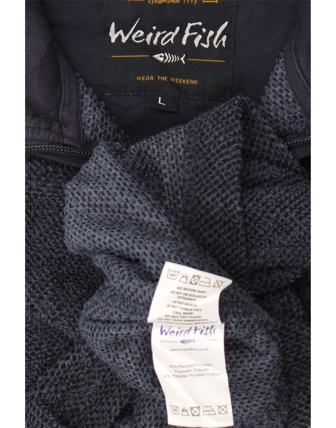 WEIRD FISH Ανδρικό φούτερ με φερμουάρ πουκάμισο μεγάλο μπλε ναυτικό πολυεστέρας