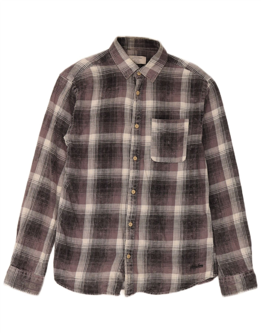 Ανδρικό φανελένιο πουκάμισο Jack & Jones, μικρό γκρι βαμβακερό