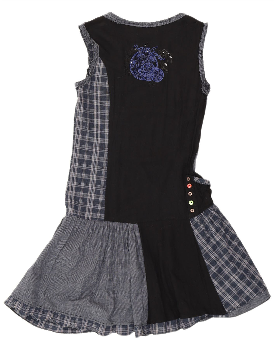 Desigual γυναικείο φόρεμα με πτώση μέσης EU 38 Medium Navy Blue Patchwork