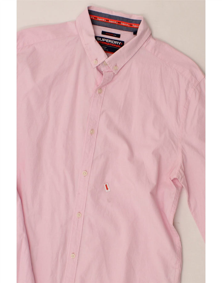 SUPERDRY Mens Regular Fit Shirt Medium Pink Cotton Vintage Superdry and Second-Hand Superdry from Messina Hembry 