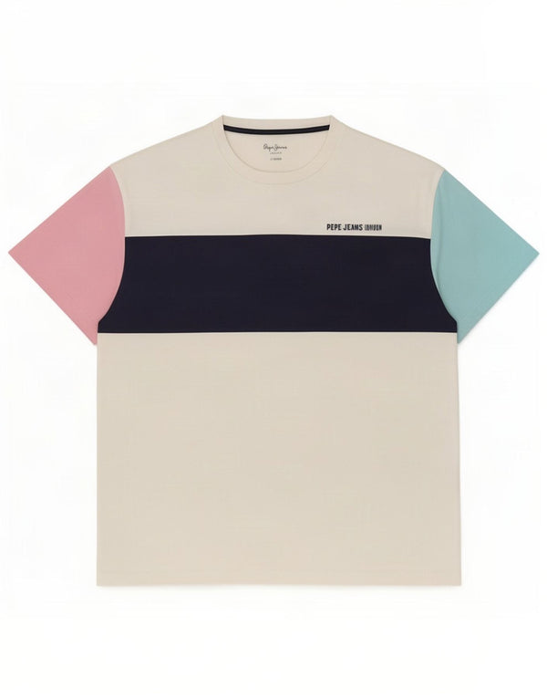 Ανδρικό μπλουζάκι PEPE Jeans Relaxed Top Large White Colourblock