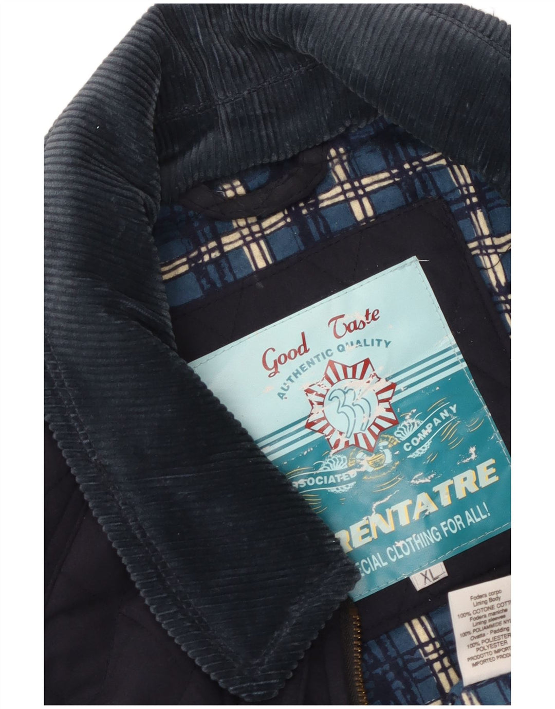 Vintage Ανδρικό καπιτονέ μπουφάν UK 42 XL Navy Blue Polyester