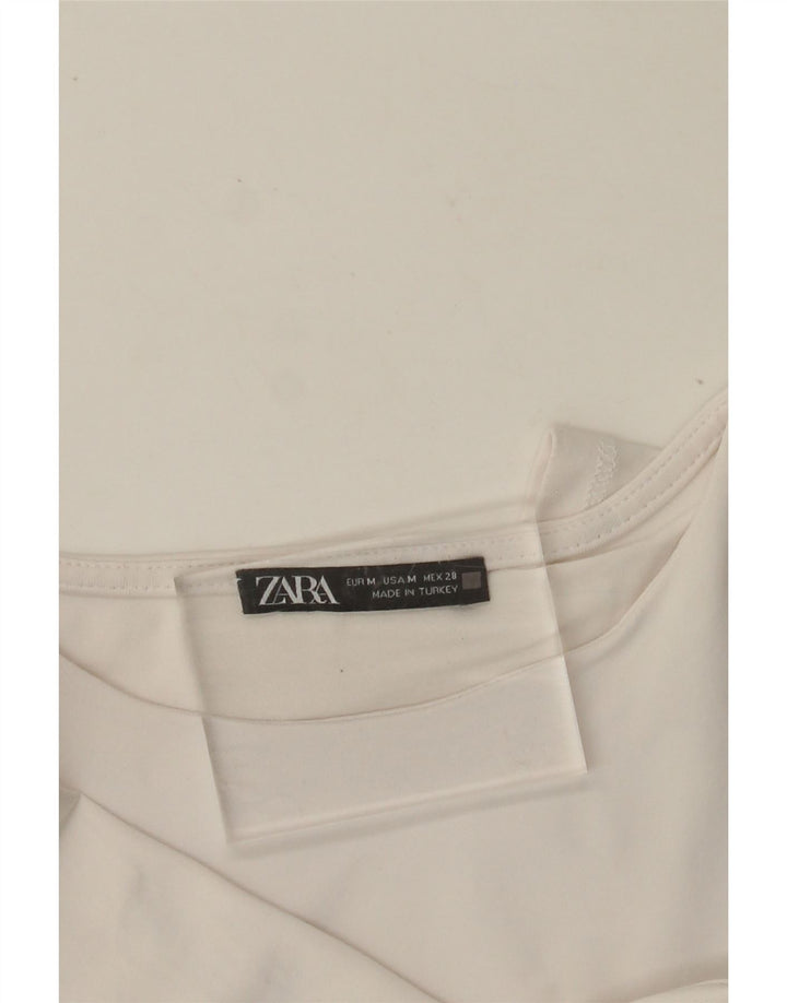 ZARA Womens Long Sleeve Bodysuit UK 12 Medium White