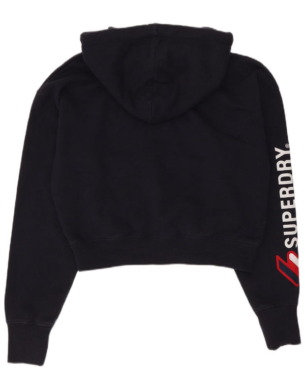 Superdry γυναικείο υπερμεγέθη Crop Graphic Hoodie Jumper UK 10 Small Navy Blue