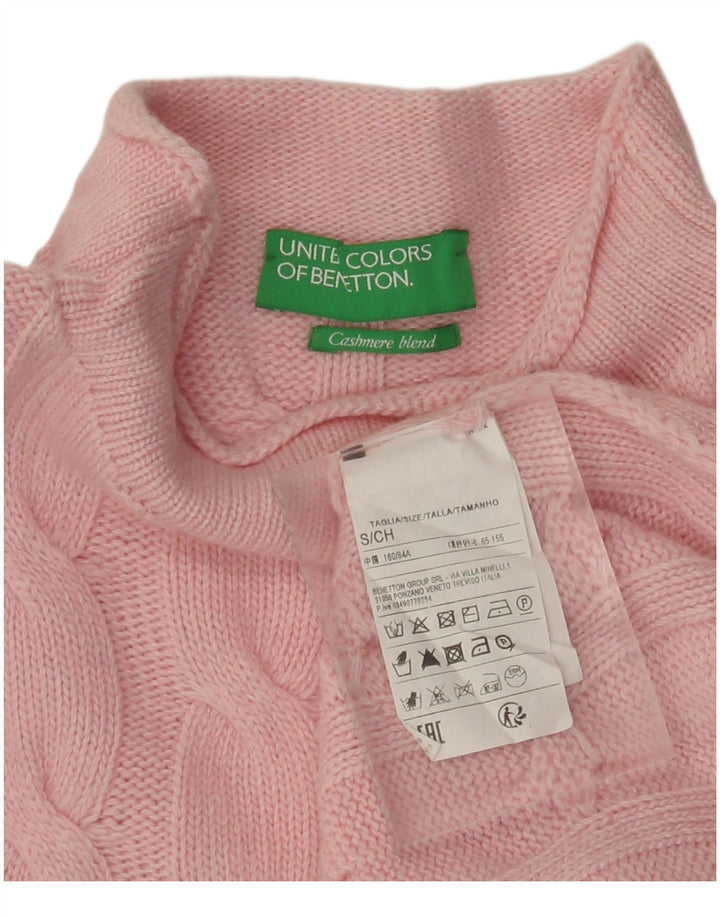 BENETTON Γυναικείο πουλόβερ με λαιμό χελώνα UK 10 Small Pink Polyamide