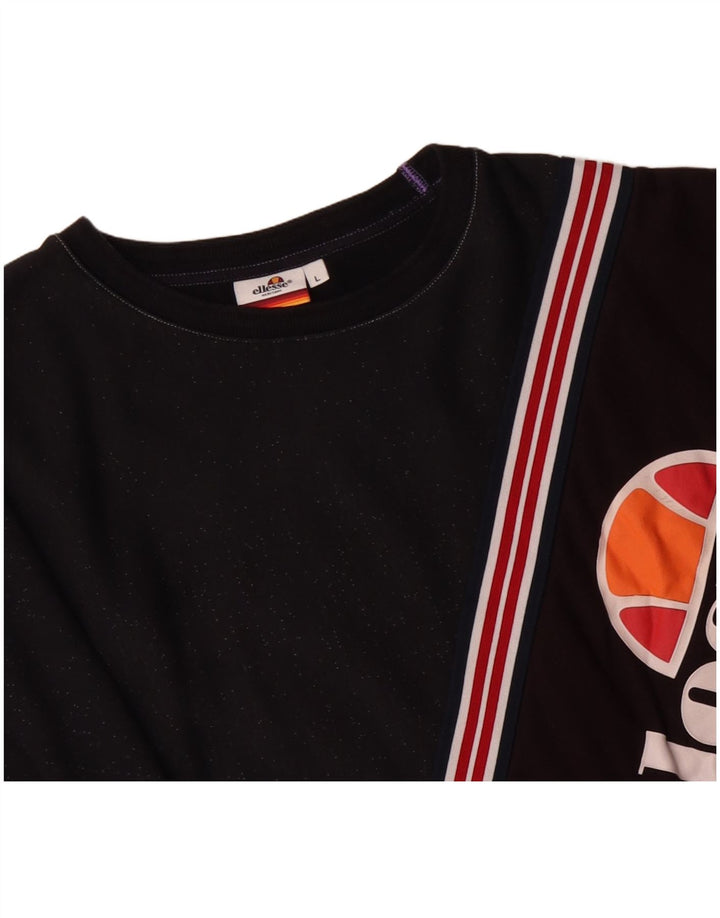 ELLESSE Ανδρικό γραφικό φούτερ Jumper Μεγάλο Navy Blue Colorblock Βαμβακερό