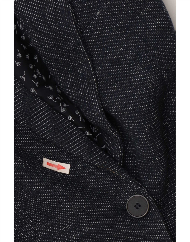 Zara Γυναικείο Μπουφάν 1 Κουμπί Blazer UK 14 Large Navy Blue Polyester