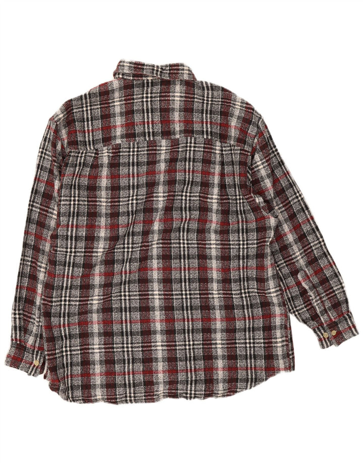 Vintage ανδρικό φανελένιο πουκάμισο 16 1/2 Large Grey Check Cotton