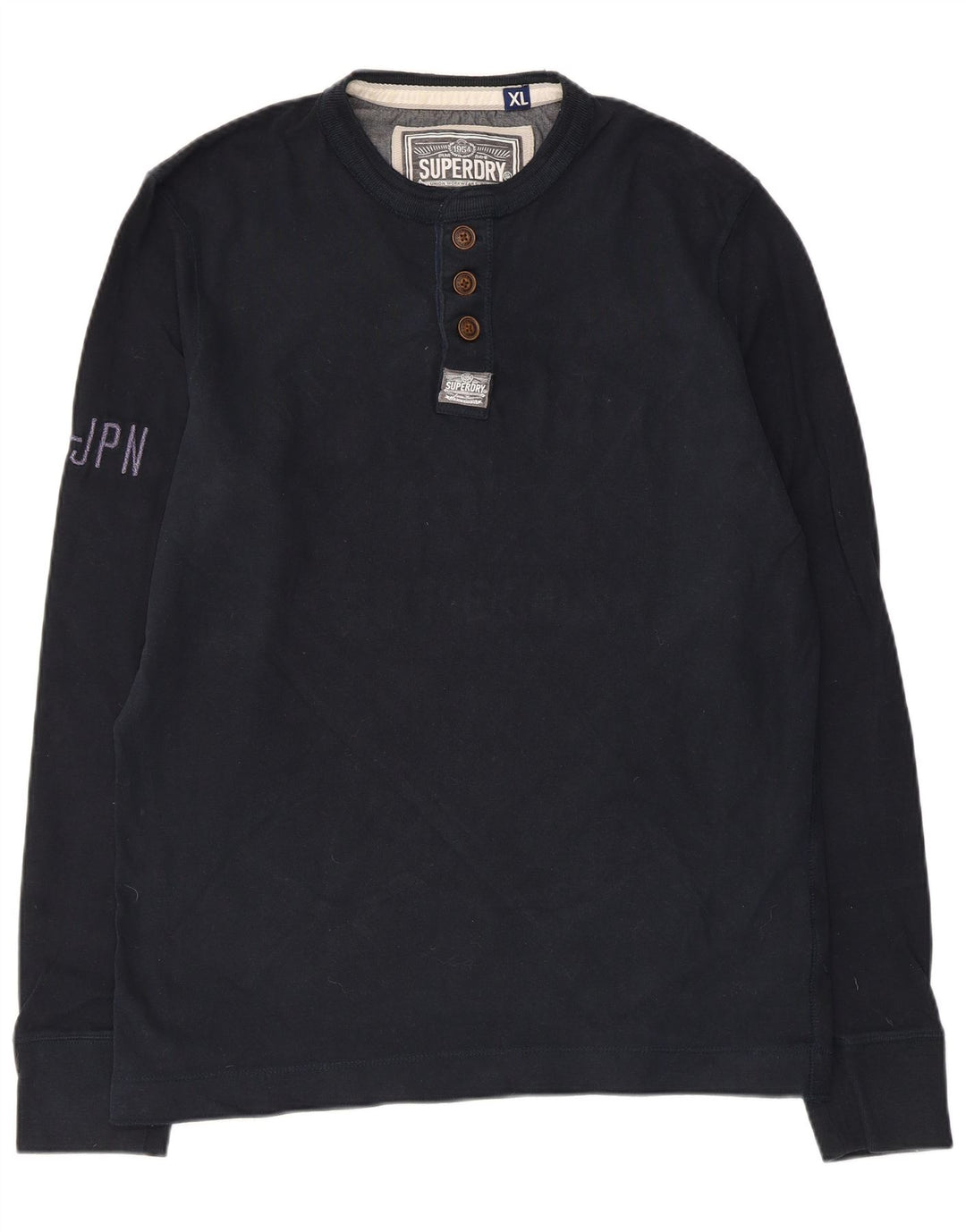 Ανδρικό γραφικό τοπ Superdry Μακρυμάνικο XL Navy Blue Cotton