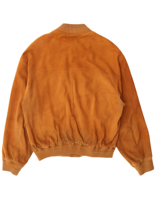 VINTAGE Ανδρικό Suede Bomber Jacket UK 42 XL Καφέ Δερμάτινο