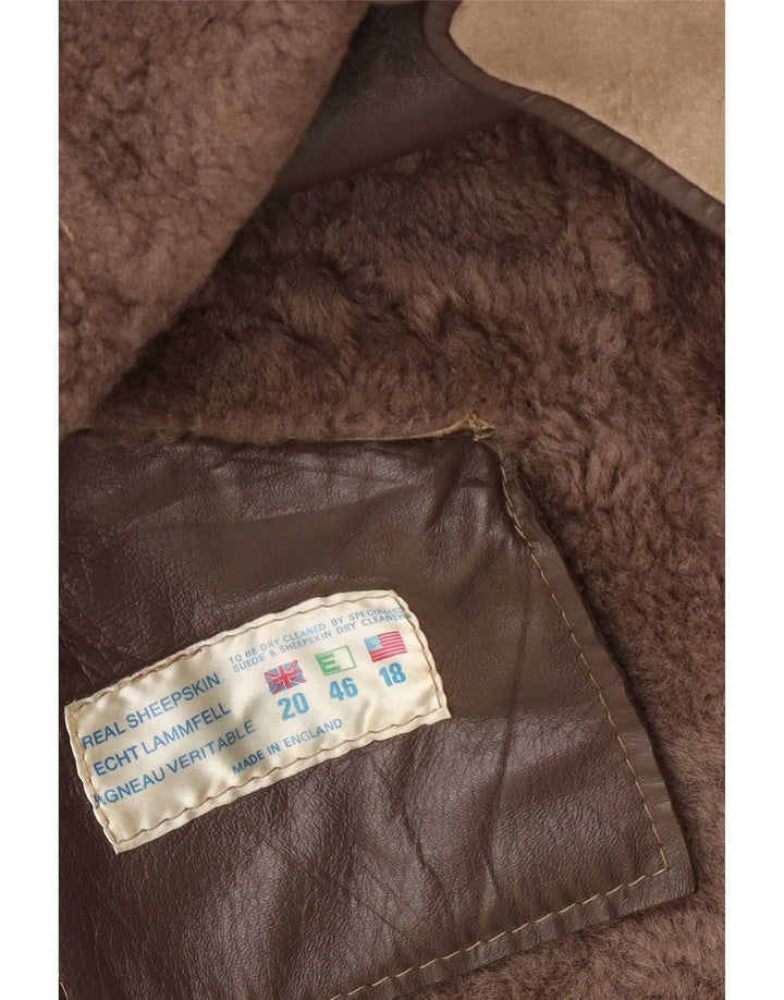 Γυναικείο Shearling Jacket Vintage UK 20 2XL Beige Lambskin
