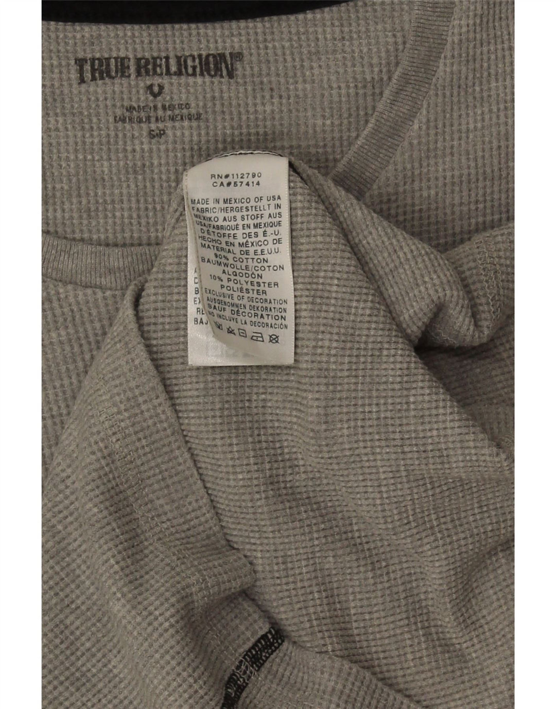 True Religion Ανδρικό γραφικό τοπ μακρυμάνικο μικρό γκρι βαμβακερό