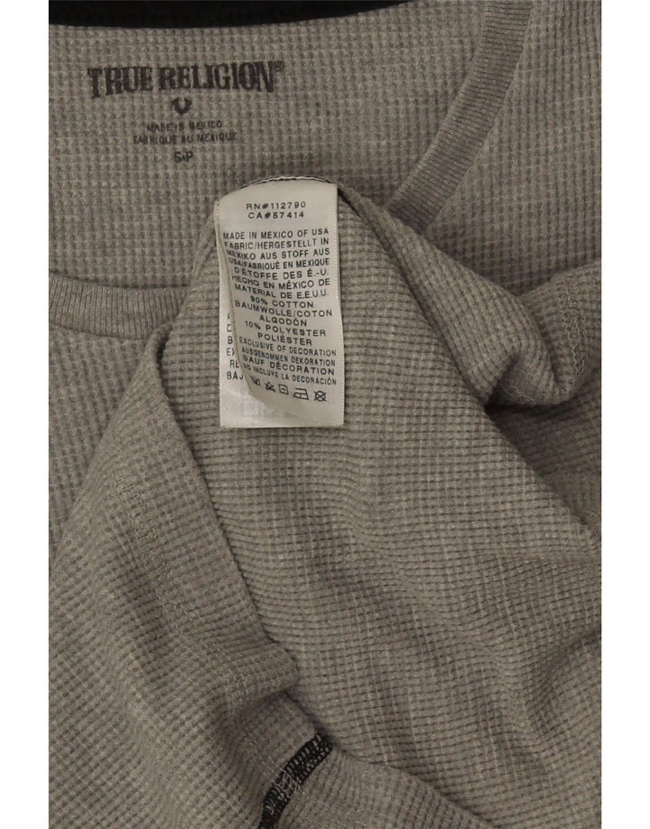 True Religion Ανδρικό γραφικό τοπ μακρυμάνικο μικρό γκρι βαμβακερό