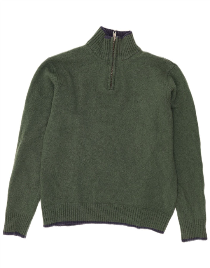 FILA γυναικείο πουλόβερ με φερμουάρ UK 18 XL Khaki Lambswool