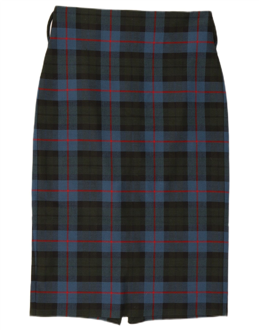 Zara Γυναικεία Midi Pencil Φούστα Μεγάλη W32 Μπλε Καρό Πολυεστέρας