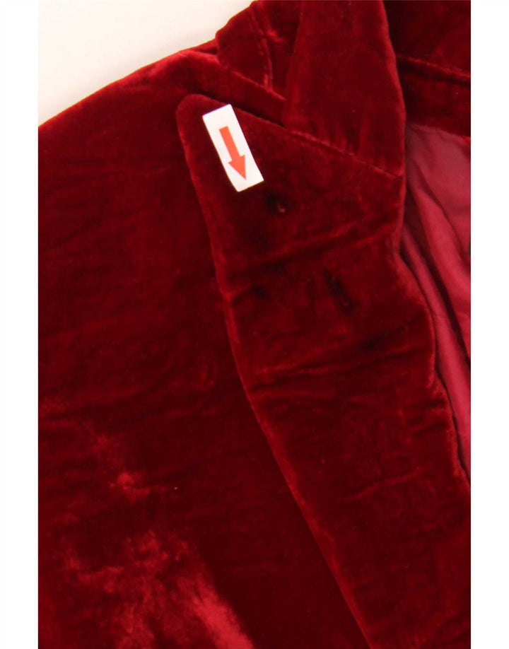 Massimo Dutti Γυναικείο βελούδινο σακάκι μπλέιζερ EU 44 XL κόκκινο βισκόζης με 1 κουμπί
