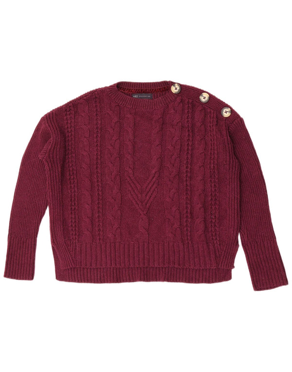 Marks & Spencer Γυναικείο πουλόβερ με λαιμόκοψη UK 14 Medium Maroon