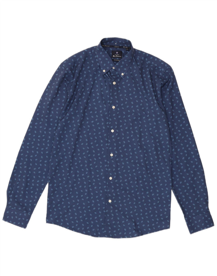 Ανδρικό πουκάμισο Ben Sherman Slim Fit Size 15 1/2 Medium Blue Floral Polyester