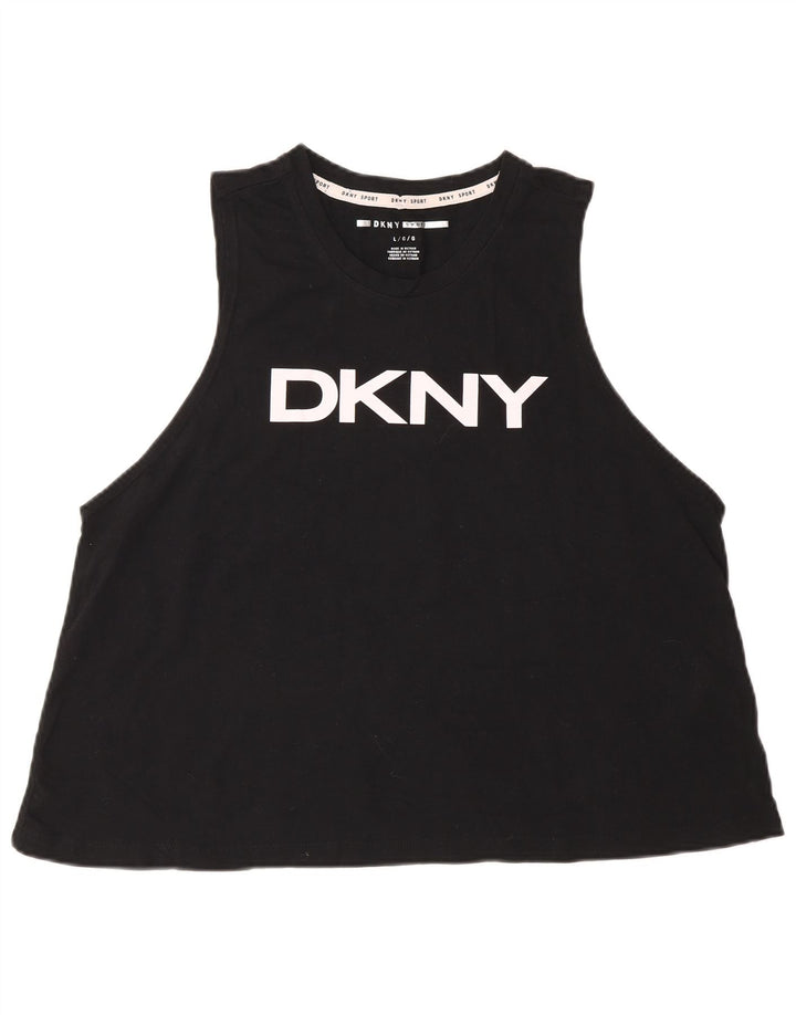 Γυναικείο γραφικό γιλέκο Dkny UK 16 μεγάλο βαμβακερό μαύρο