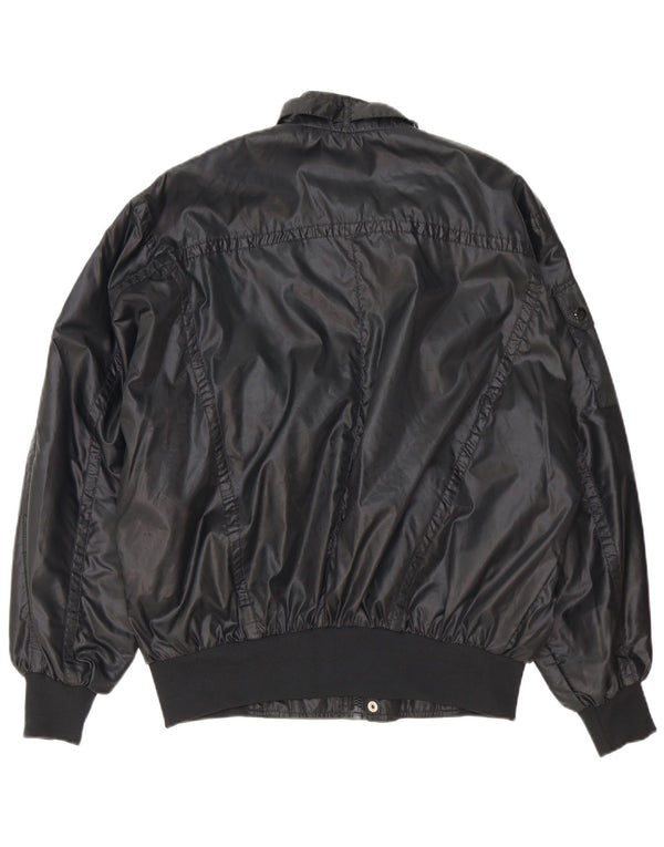 Vintage Ανδρικό Bomber Loose Fit Racer Jacket UK 40 Large Black Nylon