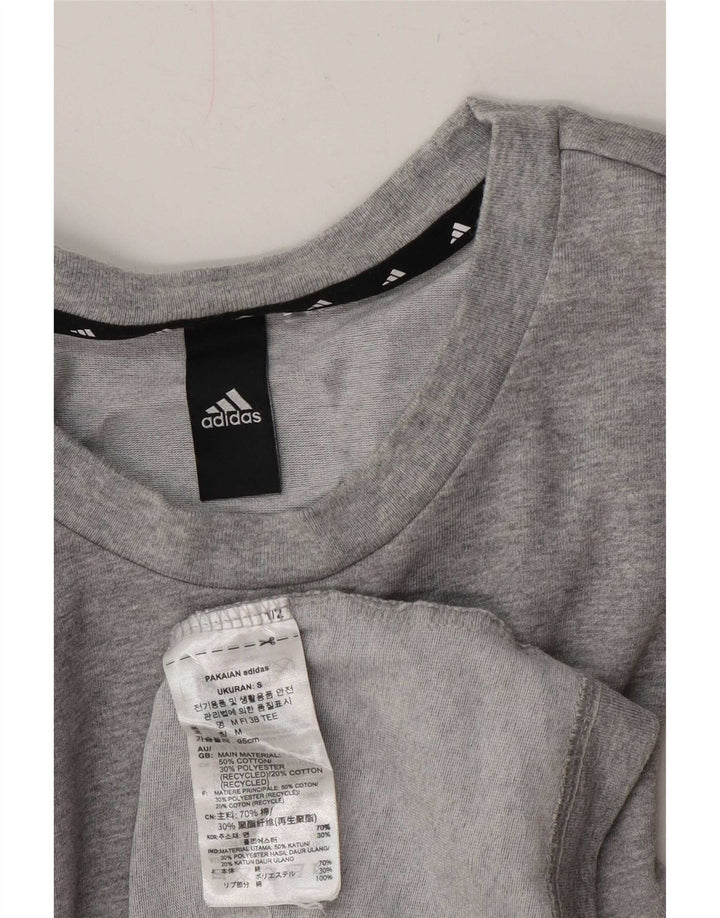 Ανδρικό γραφικό T-Shirt Adidas Top μεγάλο γκρι βαμβακερό