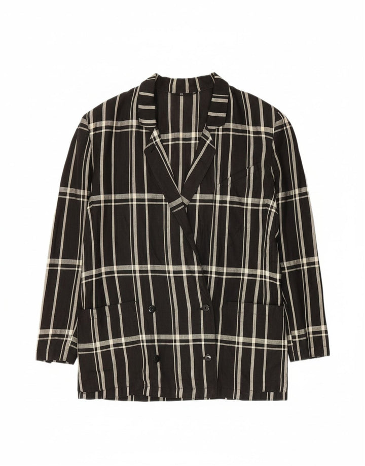 VINTAGE Womens Double Breasted Blazer Jacket IT 48 XL Black Check Vintage Vintage and Second-Hand Vintage from Messina Hembry 