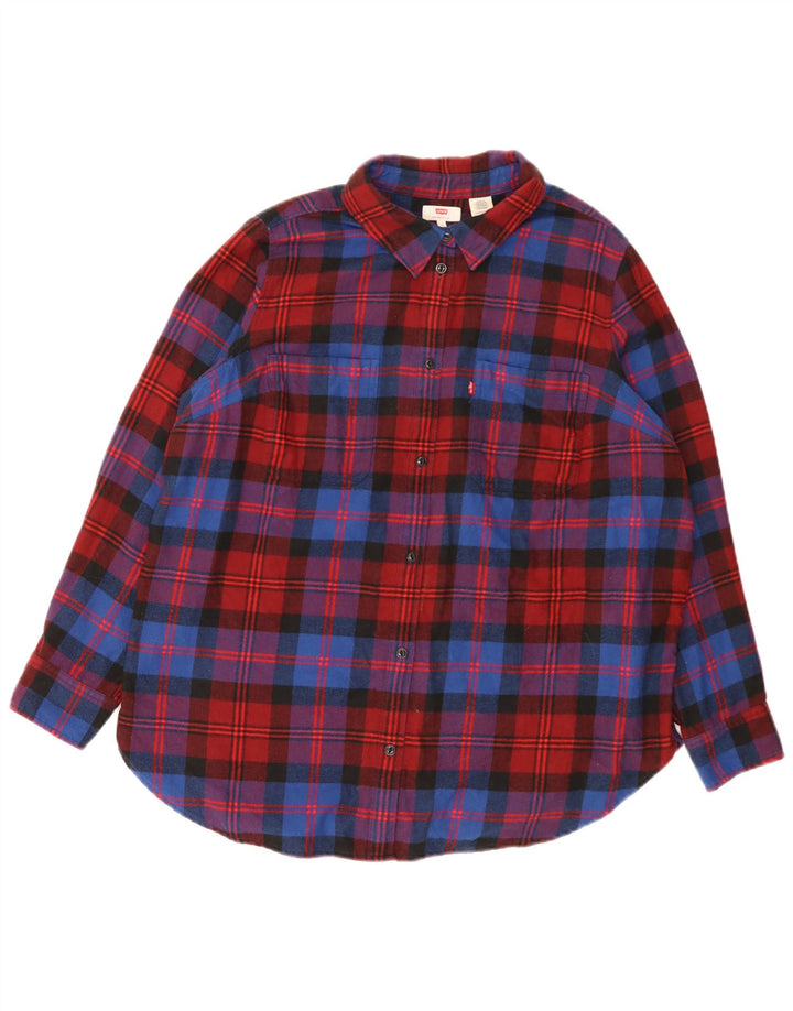 Γυναικείο πουκάμισο Levi's Flannel UK 18 XL Red Check Cotton