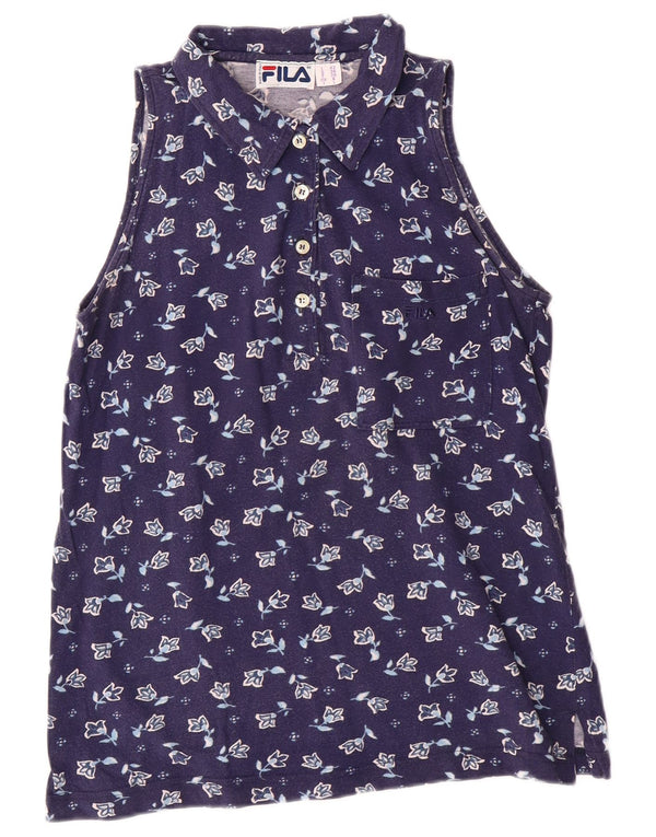 Γυναικείο αμάνικο μπλουζάκι πόλο FILA IT 42 Medium Navy Blue Floral