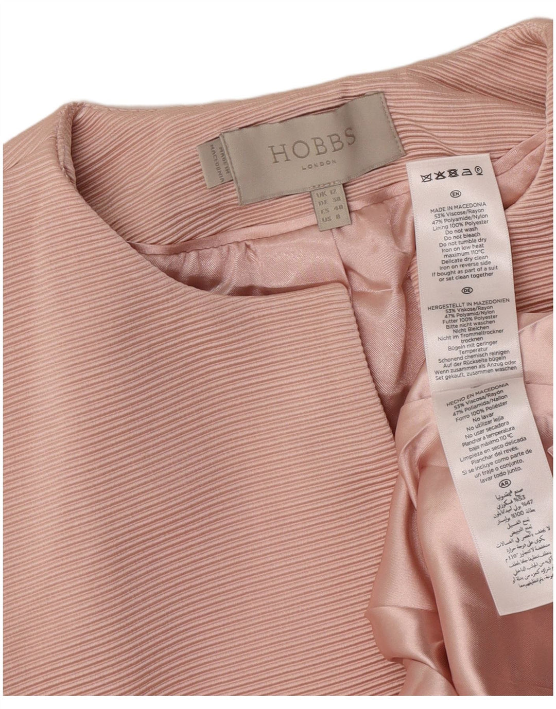 Hobbs Womens Crop Open Blazer Jacket UK 12 Medium Pink Viscose