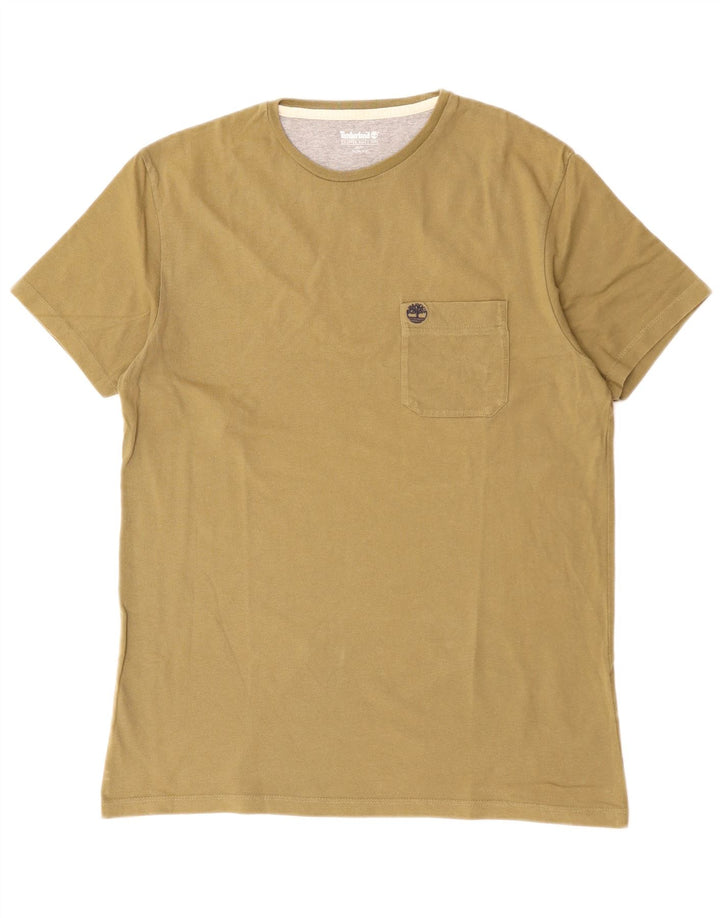 TIMBERLAND Ανδρικό T-Shirt Slim Fit Top Μεσαίο χακί βαμβακερό