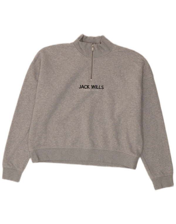 Jack Wills Γυναικείο Γραφικό Φούτερ Jumper UK 12 Medium Grey