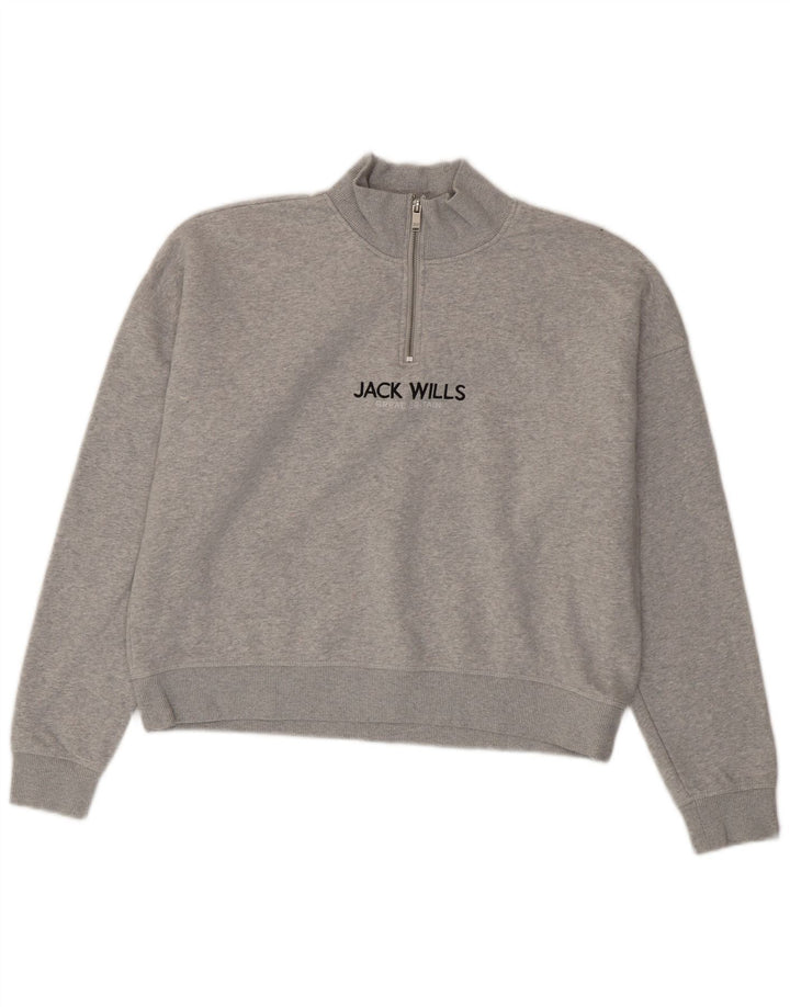 Jack Wills Γυναικείο Γραφικό Φούτερ Jumper UK 12 Medium Grey
