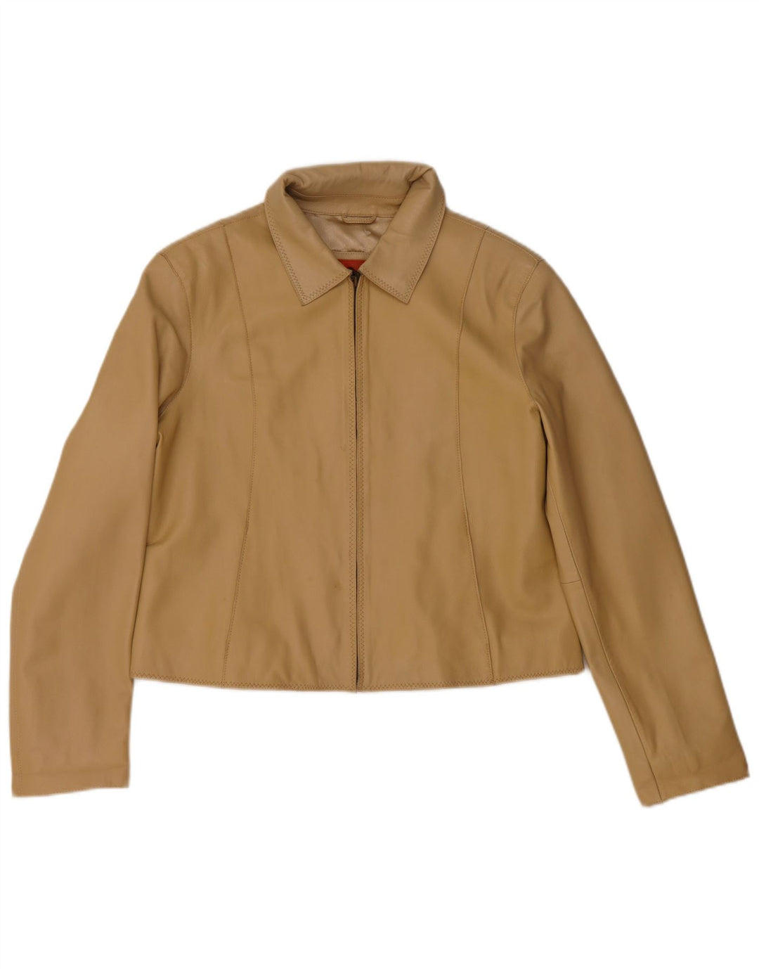 Helium Γυναικείο Crop Leather Jacket UK 14 Medium Beige Leather